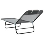 vidaXL Chaises Longues Pliables 2 Pièces avec Appui-tête Grise Textilène