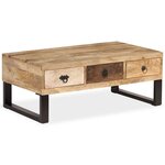 vidaXL Table basse avec 3 tiroirs Bois de manguier massif 90x50x35 cm