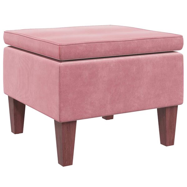 vidaXL Tabouret avec pieds en bois Rose Velours