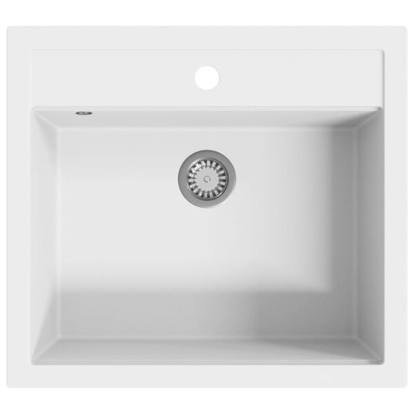 vidaXL Évier de cuisine Granit Seul lavabo Blanc