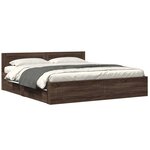 vidaXL Cadre de lit avec tête de lit chêne marron 200x200 cm