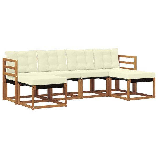vidaXL Ensemble de canapés d'extérieur 6 pc Naturel et Crème