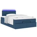 vidaXL Lit ottoman avec matelas et LED Bleu 120x200 cm Tissu