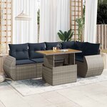 vidaXL Salon de jardin 6 Pièces avec coussins gris résine tressée