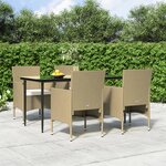 vidaXL Ensemble à manger de jardin coussins 5 Pièces Beige/noir