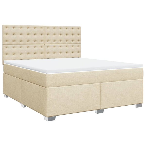 vidaXL Sommier à lattes de lit avec matelas Crème 180x200 cm Tissu