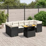 vidaXL Salon de jardin 8 Pièces avec coussins noir résine tressée