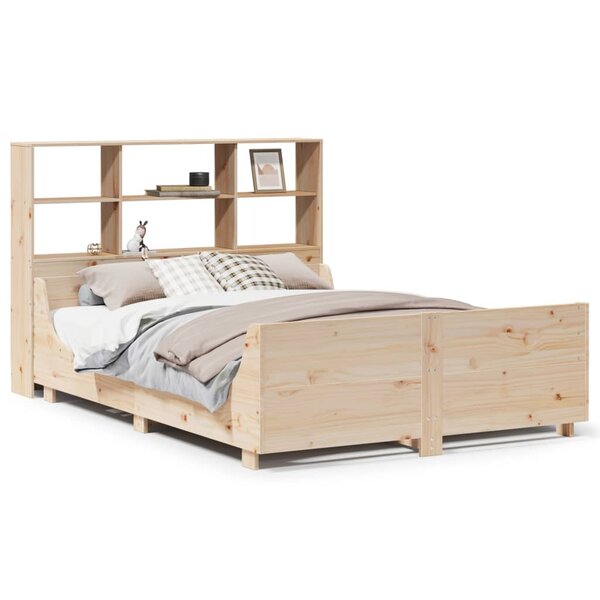 vidaXL Lit bibliothèque sans matelas 140x190 cm bois massif