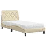 vidaXL Lit avec matelas crème 90x200 cm tissu