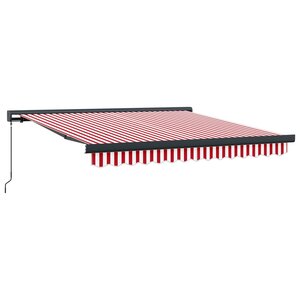 vidaXL Auvent Rétractable Rouge et Blanc 300 x 250 cm Tissu et Métal