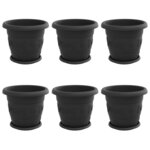 vidaXL Pots de plantes 6 Pièces Noir Ø 30 x 25 cm Plastique
