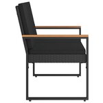 vidaXL Banc extérieur avec coussin Noir 107 x 61 x 80 cm polyrotin