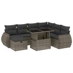 vidaXL Salon de jardin 8 Pièces avec coussins gris résine tressée