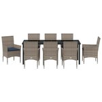 vidaXL Ensemble table et chaises avec coussin 9 Pièces Gris Rotin PE