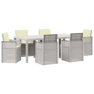 vidaXL Ensemble de salle à manger pour jardin 7 Pièces Blanc et crème PP