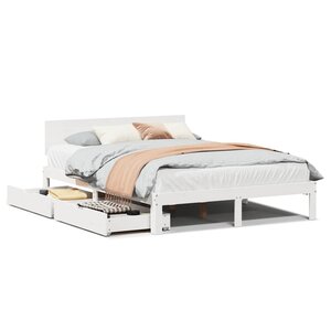 vidaXL Cadre de lit avec tiroirs sans matelas blanc 160x200 cm