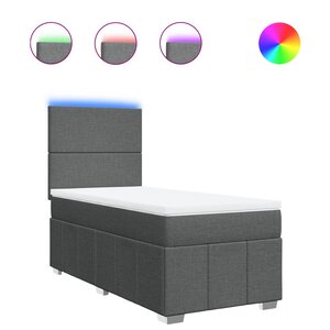 vidaXL Sommier à lattes de lit et matelas Gris foncé 90x190 cm Tissu