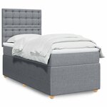 vidaXL Sommier à lattes de lit avec matelas Gris clair 100x200cm Tissu