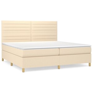 vidaXL Sommier à lattes de lit avec matelas Crème 200x200 cm Tissu