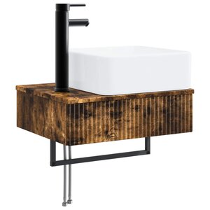 vidaXL Basin de lavage mural Chêne fumé 53 x 35 x 39 cm