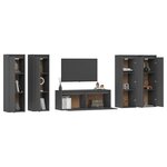 vidaXL Meubles TV 5 Pièces Gris Bois massif de pin