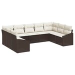 vidaXL Ensemble de salle à manger pour jardin 9 Pièces Marron  Crème
