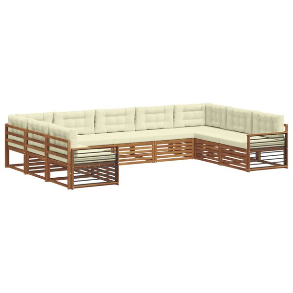 vidaXL Ensemble de canapés d'extérieur 9 pc Naturel et Crème