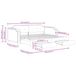 vidaXL Lit de jour avec gigogne et tiroirs sans matelas noir 100x200cm