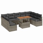 vidaXL Ensemble de canapé de jardin avec coussin 10 Pièces Gris et marron