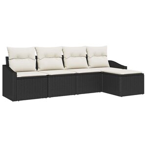 vidaXL Ensemble de salle à manger pour jardin 5 Pièces Noir et Crème