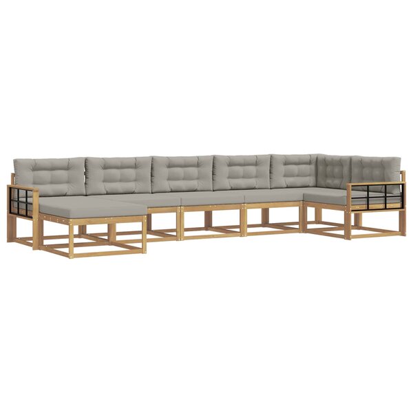 vidaXL Ensemble de canapés d'extérieur 7 pc Blanc et gris clair