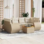 vidaXL Salon de jardin avec coussins 7 Pièces beige résine tressée
