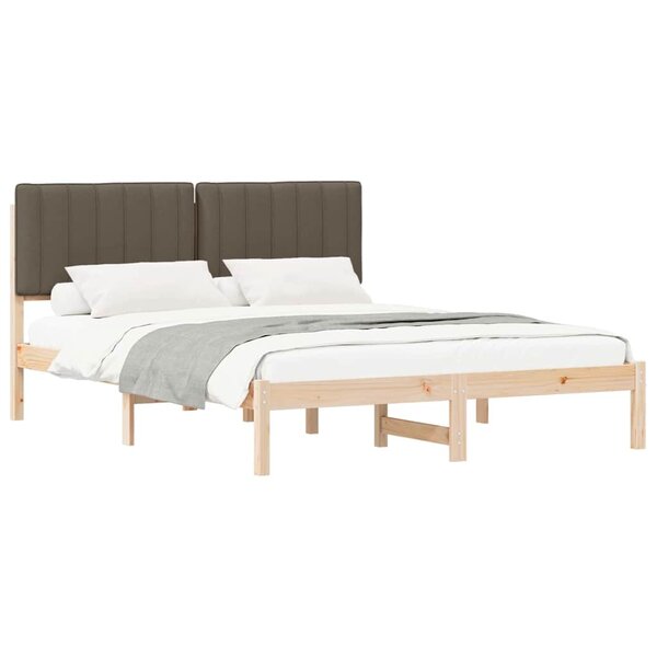 vidaXL Cadre de lit avec tête de lit rembourrée Taupe 150 x 200 cm