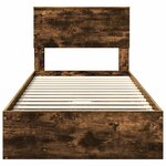 vidaXL Lit de Rangement Chêne fumé 90 x 200 cm Bois d'ingénierie
