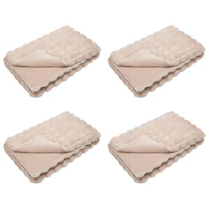 vidaXL Couverture en Fourrure de Lapin Synthétique 4 Pièces Beige