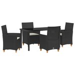 vidaXL Set de salle à manger de jardin 5 pièces avec coussins Noir Rotin Poly