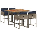 vidaXL Ensemble à manger de jardin 5 Pièces coussins gris résine tressée