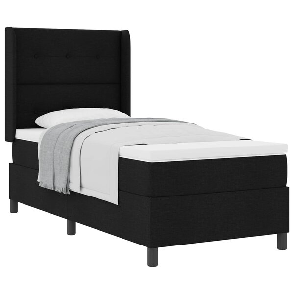 vidaXL Lit à ressorts avec matelas Noir 100 x 200 cm tissu