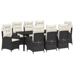 vidaXL Ensemble de dining de jardin de 9 pièces avec coussins en poly rotin noir