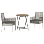 vidaXL Ensemble bistro de jardin 3 Pièces Gris Poly rotin