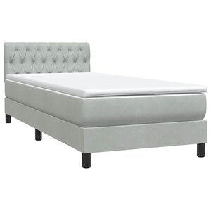 vidaXL Sommier à lattes de lit et matelas gris clair 90x220 cm velours