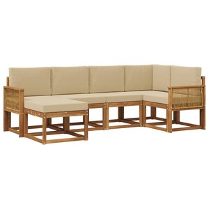 vidaXL Ensemble de canapés d'extérieur 6 pc Naturel et Beige Polyester