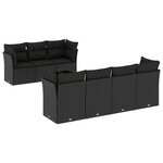 vidaXL Salon de jardin 8 Pièces avec coussins noir résine tressée