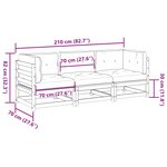 vidaXL Salon de jardin 3 Pièces avec coussins cire marron bois pin massif