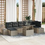 vidaXL Ensemble de salon de jardin 8 pièces avec coussins Gris clair en poly rattan