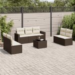 vidaXL Salon de jardin 8 Pièces avec coussins marron résine tressée