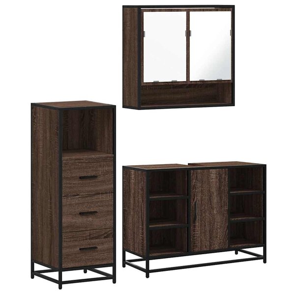 vidaXL Ensemble de meubles de salle de bain 3 Pièces Chêne marron