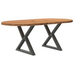vidaXL Table à manger marron clair bois de chêne massif ovale