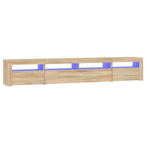 vidaXL Meuble TV avec lumières LED Chêne sonoma 240x35x40 cm
