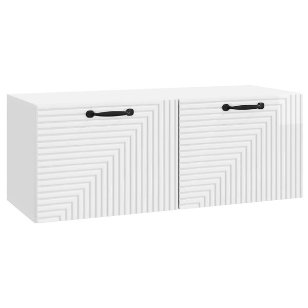 vidaXL Meuble TV mural Montage mural Blanc brillant 78 5 x 31 x 30 cm